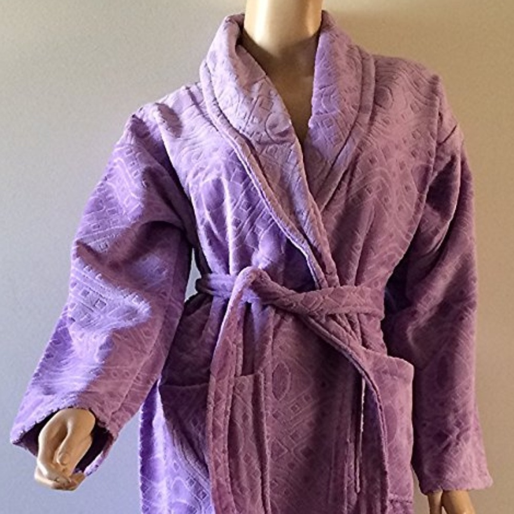 100% TURKISH COTTON BATHROBE +2 TOWEL SET LAVENDER